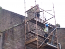 Scaffolding to reach session house roof 